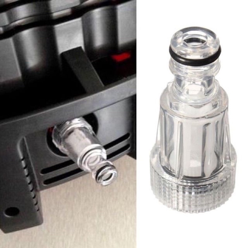 Cút lọc nước nối với dây hút của máy rửa xe gia đình mini