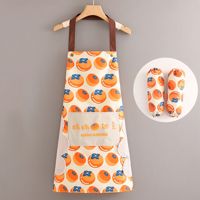 GG Tạp Dề Chống Thấm Nước Họa Tiết Quả Cam Quả Hồng Xinh Xắn - Dumi Shop