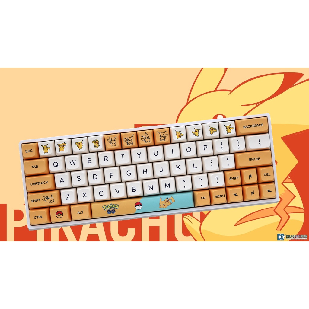 MK Pikachu Keycaps, 139 phím PBT Keycaps XDA Cấu hình DYE-SUB Cá nhân hóa GMK Keycaps cho bàn phím cơh Cho Bàn Phím Cơ