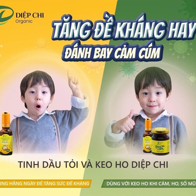 Combo tinh dầu tỏi và keo ho Diệp Chi hết ho, sổ mũi, viêm họng, tăng đề kháng cho bé + quà