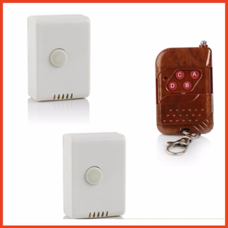 Bộ 2 Công Tắc Điều Khiển Từ Xa Sóng RF15A sóng 433 + Remote RF Vỏ Vân Gỗ