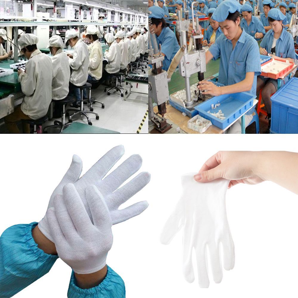 Bộ 6 đôi găng tay cotton dày dặn chống mồ hôi chống in dấu vân tay dùng trong công việc