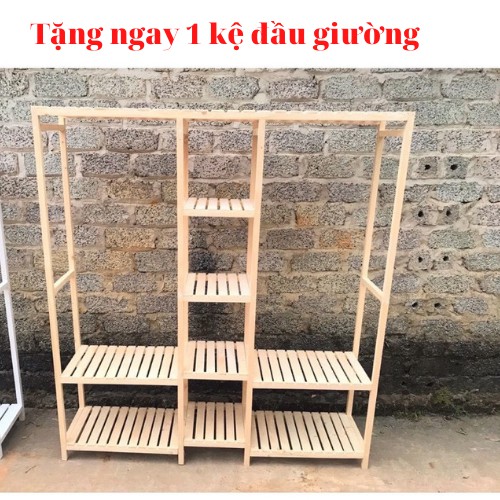 (Giá Xưởng) Kệ/Tủ Treo Quần Ao 3 Khoang Đa Năng Gỗ Thông Nhập Khẩu (Giá Sốc)
