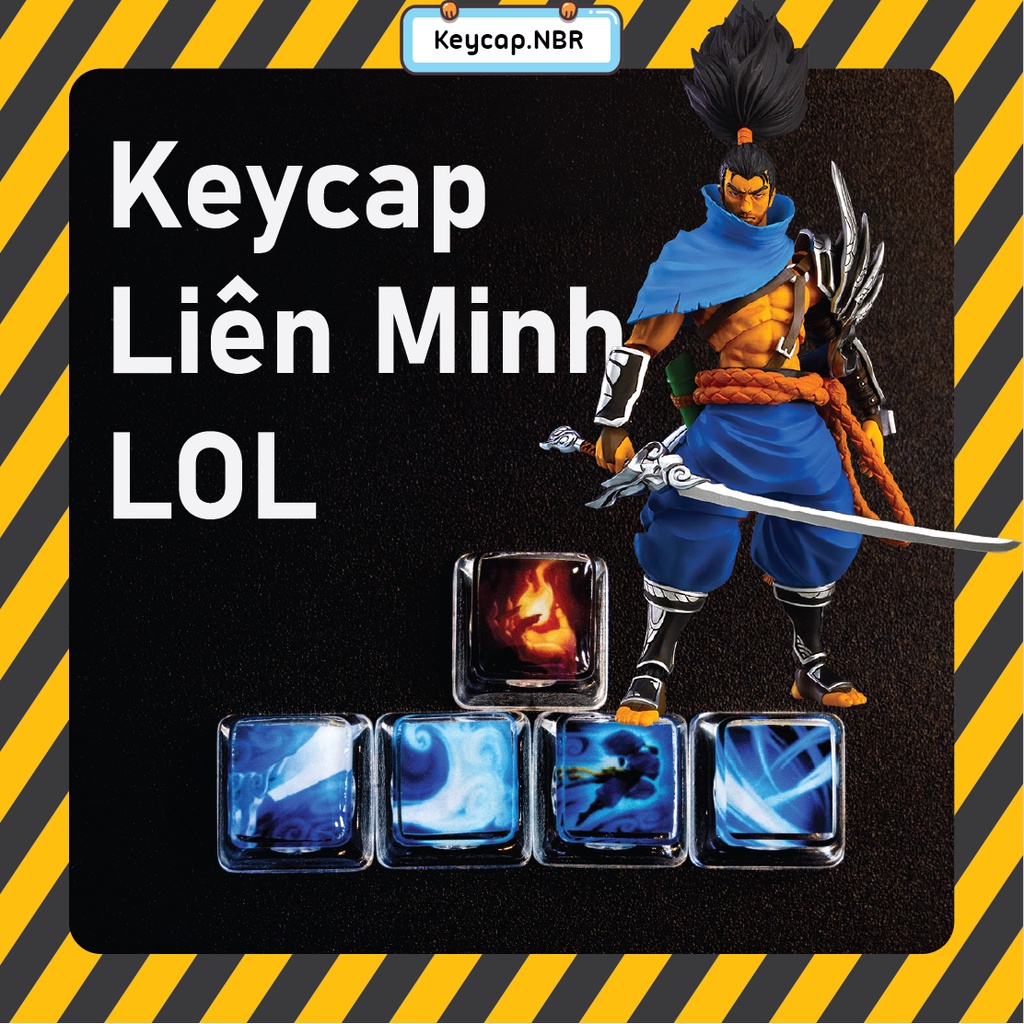 Keycap Yasuo và tướng Liên Minh LOL Siêu Bóng 4 kỹ năng trang trí bàn phím cơ