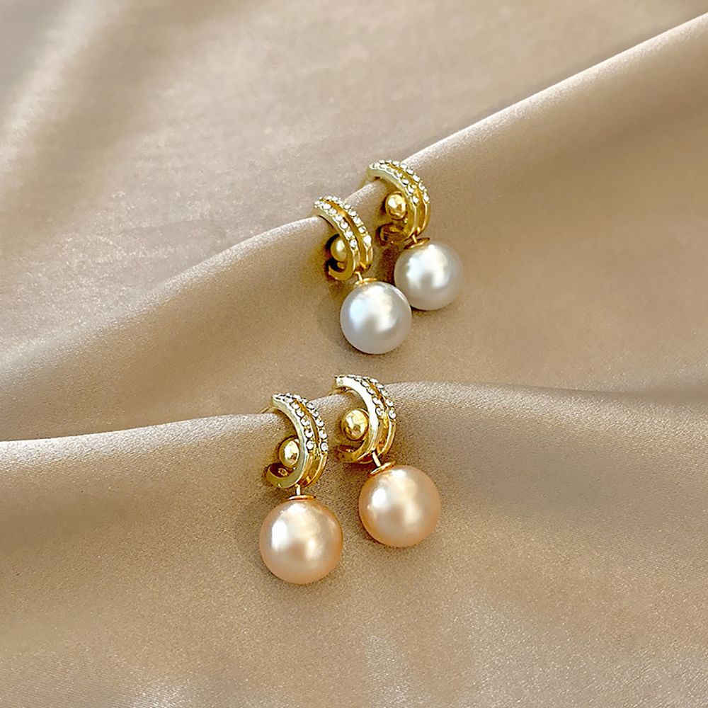 Bông tai tròn bằng hợp kim đính ngọc trai nhân tạo sang trọng thời trang