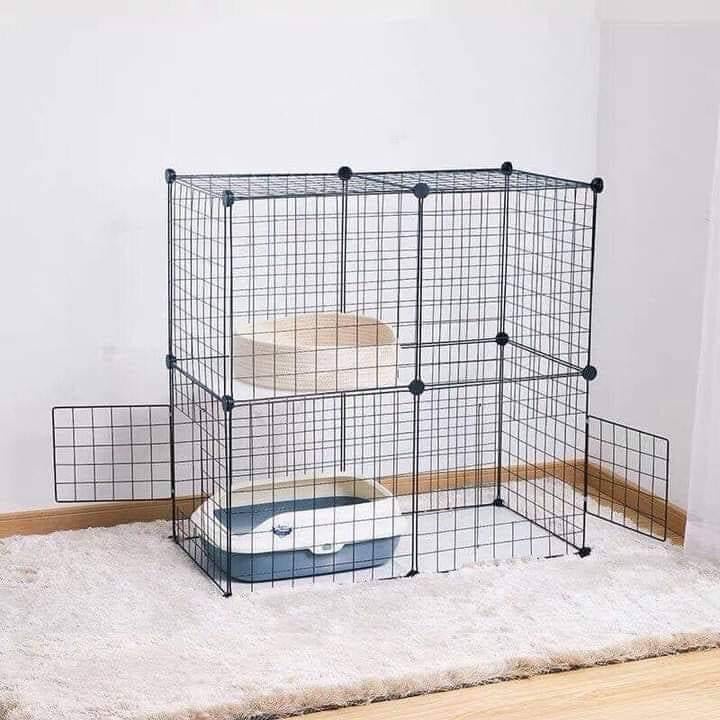 Combo chuồng nuôi mèo 2 tầng lắp ráp-tặng kèm đầy đủ phụ kiện