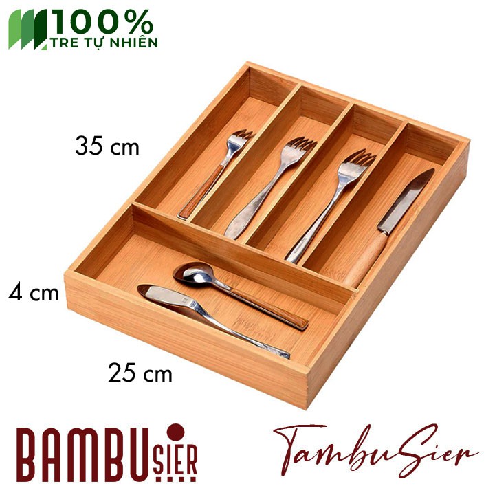 [BAMBOO] Khay gỗ tre chia đồ đa năng 5 ngăn - khay đựng đồ đa năng cao cấp xuất khẩu [BAUSTIN-05]