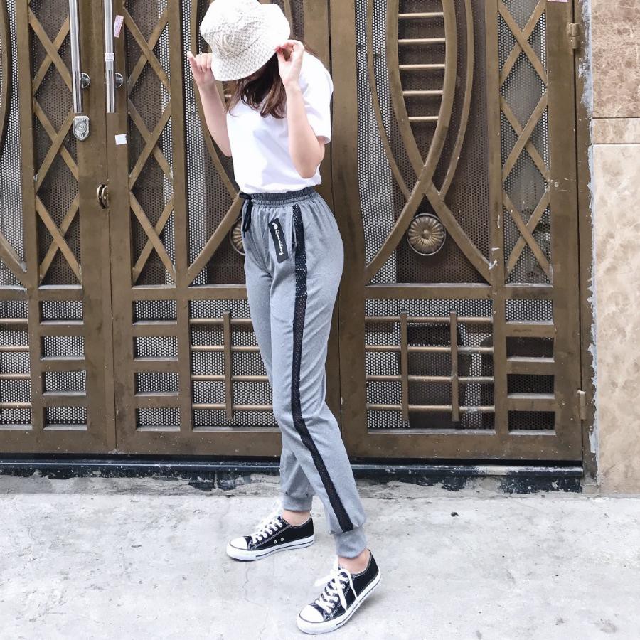 Quần jogger phối lưới nữ cao cấp form thể thao [ Lưới dài ]