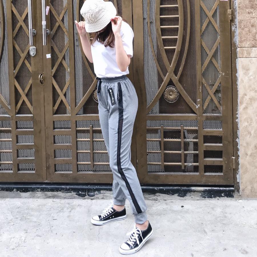 Quần jogger phối lưới nữ cao cấp  [ FREESHIP ]  Quần ống rộng nữ - Quần thể thao nữ