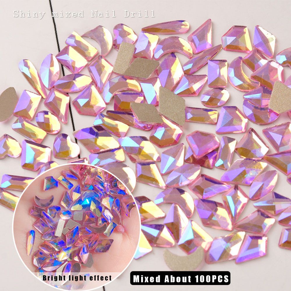 Okdeals 100 Cái Móng Tay Aurora Mới|Đá Kim Cương Trang Trí Móng Tay|Đá Đính Trang Trí Móng Tay 3D Nhiều Màu