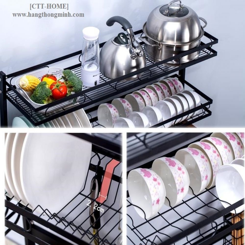 Kệ Để Chén Bát Thông Minh Chất Liệu Thép Cacbon Sơn Đen Tĩnh Điện Cao Cấp Sea Decor