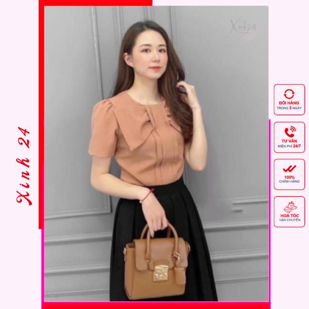 Áo sơ mi nữ công sở nơ bảng siêu xinh, hàng thiết kế Form chuẩn | BigBuy360 - bigbuy360.vn