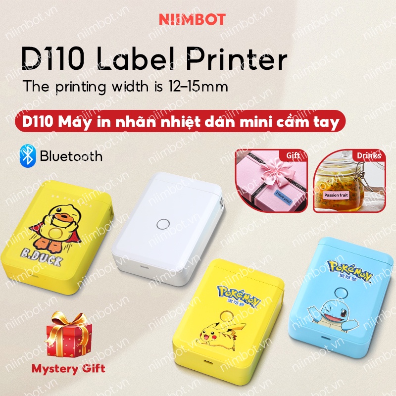 【 Pokémon Series】Niimbot D110 Máy in nhãn nhiệt dán mini cầm tay Không cần mực kết nối không dây Bluetooth cho điện thoại Android / IOS