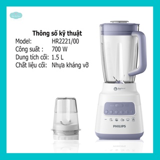 Máy xay sinh tố philips hr2221/00 - 2 cối - 700w