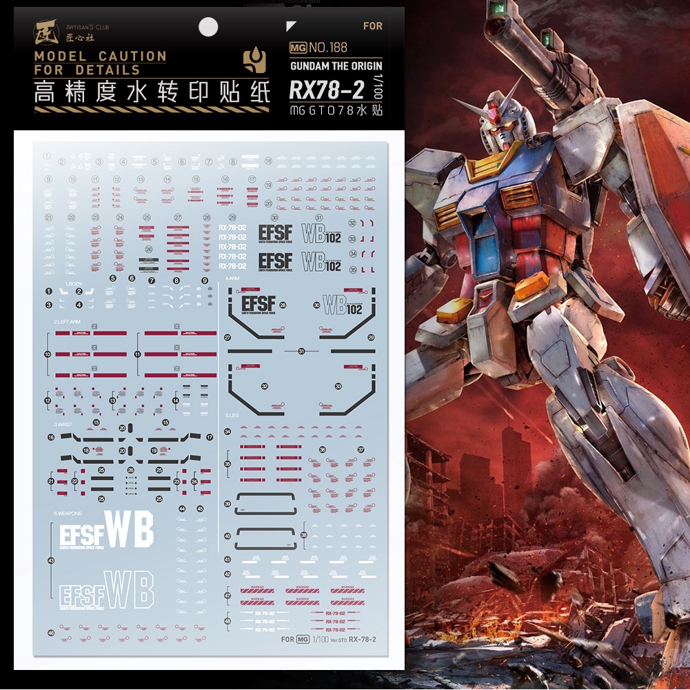 JXS Artisan 's Club 41 MG RX-78-2 GTO 78 Decal Trượt Nước JXSMG188