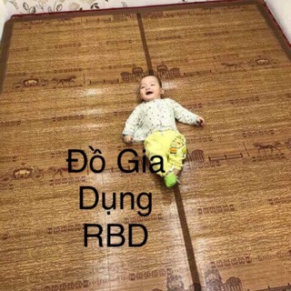 Chiếu trúc tăm vân gỗ đế lụa đẹp