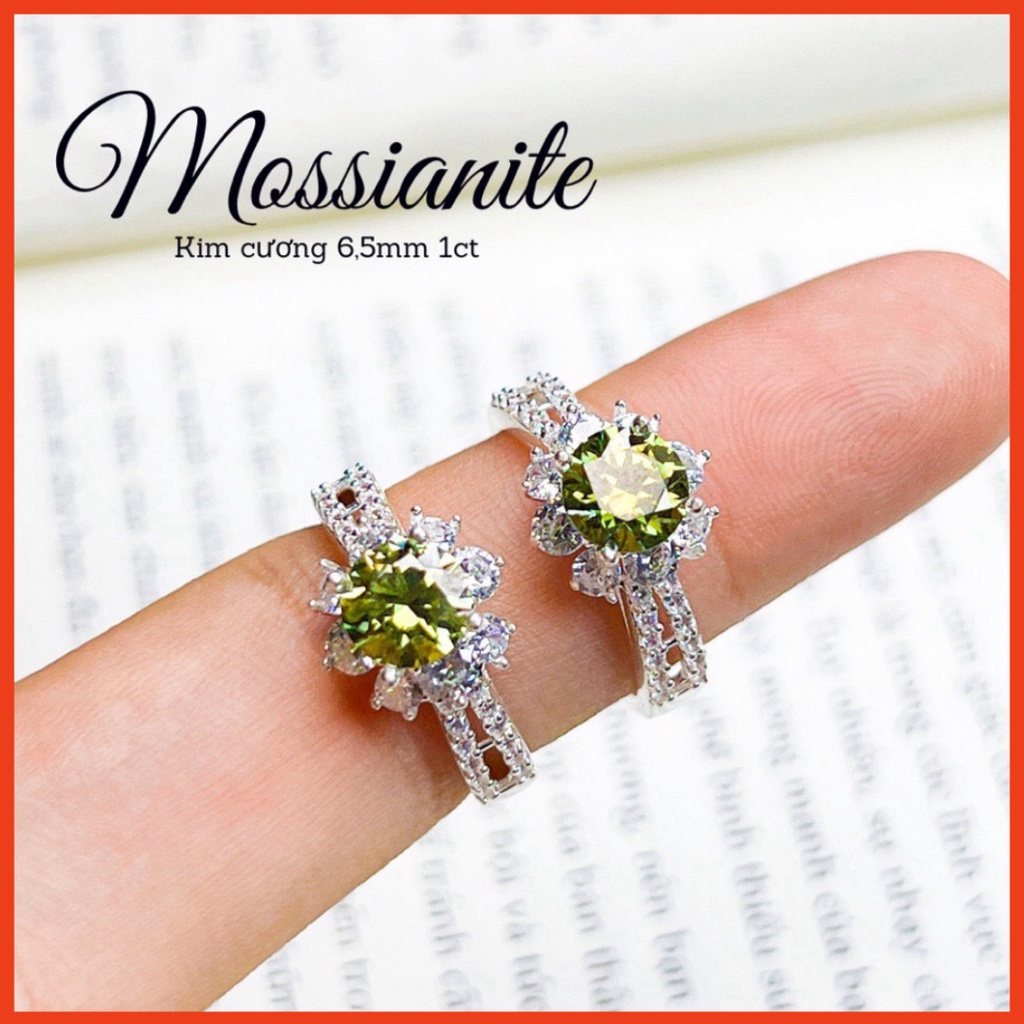 Mẫu bestseller Nhẫn mossianite bọc bạc ta màu xanh mang lại sự may mắn là món quà đốn tim chị em phụ nữ Mẫu hot