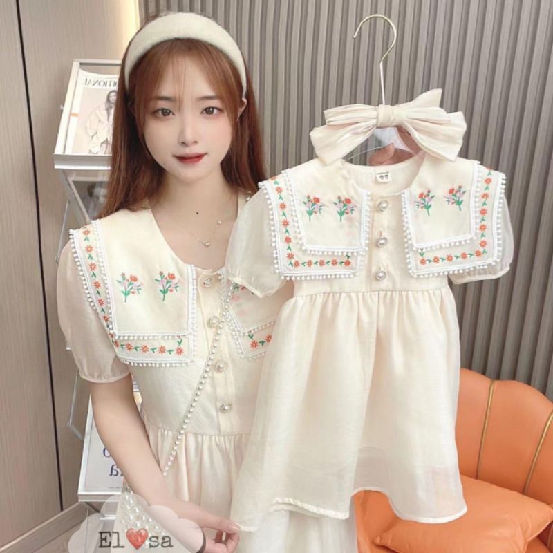 Váy  tiểu thư thêu xinh xắn bé gái