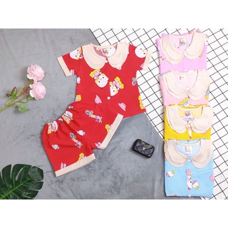 Bộ Lụa Tay Ngắn Cổ Sen Bé (6-14kg) (giao họa tiết ngẫu nhiên)