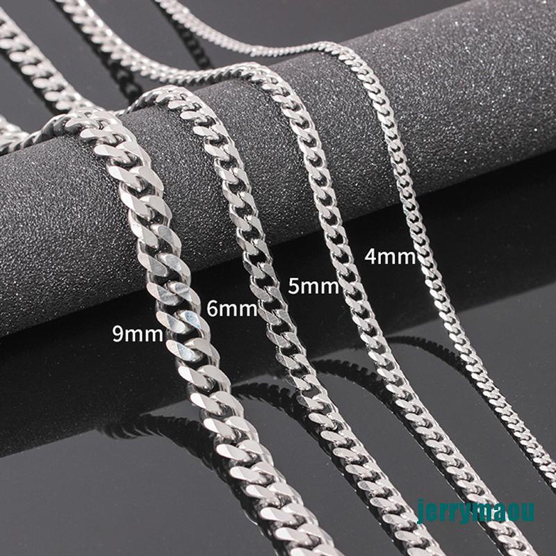 [JERM] Size 4-6mm Men's Necklace Stainless Steel Cuban Link Chain Hip Hop Jewelry Gift  RAOU