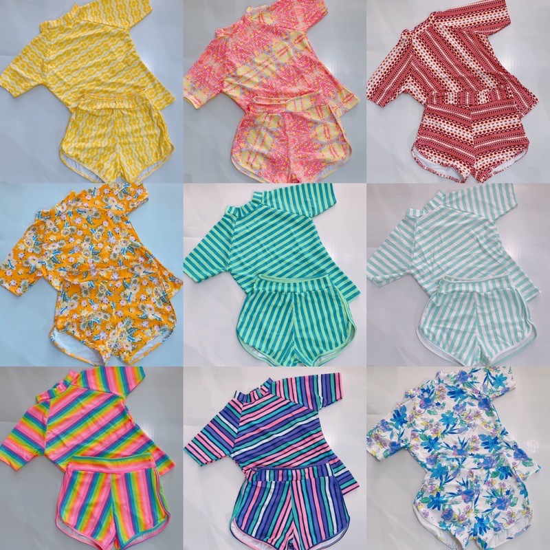 Đồ bơi nữ, bộ bơi quần đùi + áo tay ngăn nhiều màu - Set bơi, đồ đi biển