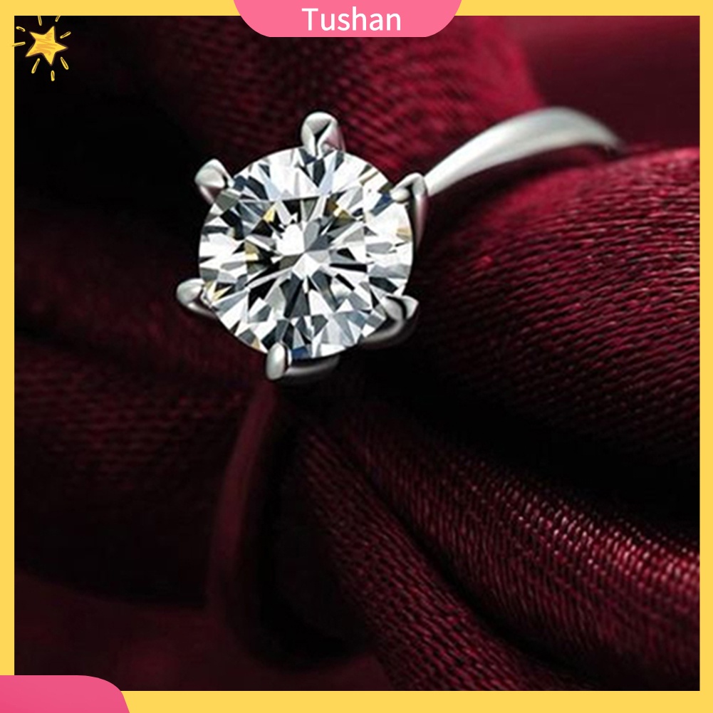 Nhẫn đính hạt đá zircon nhân tạo size 6-9 sang trọng thời trang cho nữ