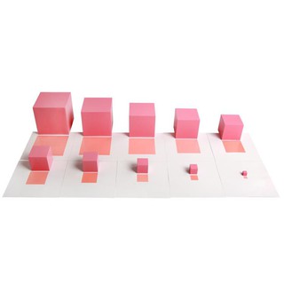 Tháp hồng kèm thẻ và đế - bản trường học to 10cm - giáo cụ montessori