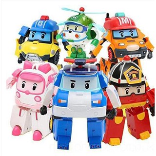 Combo 6 xe đồ chơi biến hình biệt đội xe robocar Poli 2 trong 1