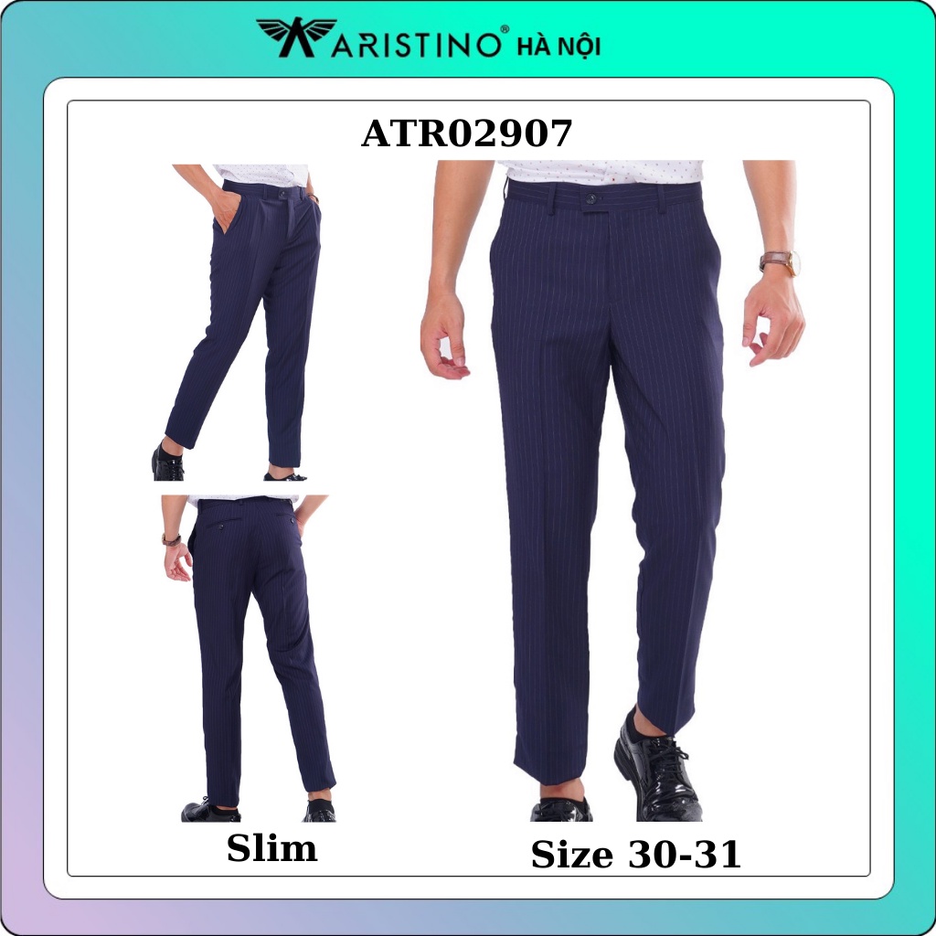 Quần âu Aristino kẻ sọc  from ôm  , thoáng mát ATR02907