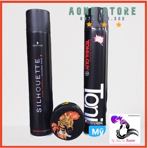 COMBO 2 Gôm Xịt Tóc Silhouette + Gôm TONY + Sáp Vuốt Tóc Nam BluMaan Cavalier Heavy Clay [Ngựa Vằn]