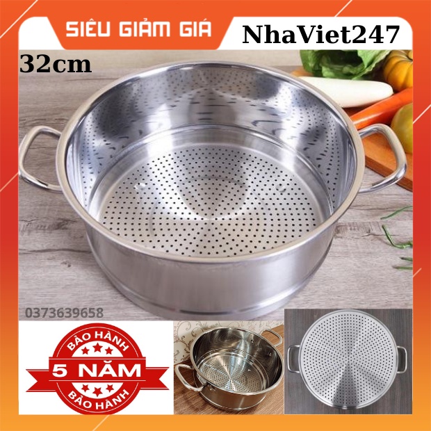 Xửng hấp inox FiveStar 32cm-2 quai không nắp-inox 430-xửng hấp bánh-nấu xôi-hấp cách thuỷ sáng bóng,dày đẹp-giá rẻ-BH 5N