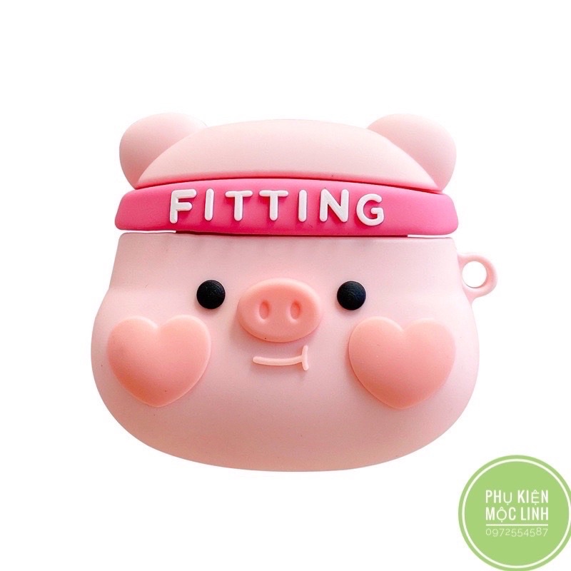 ☘️Tặng kèm dây đeo☘️Case Airpod 1 2 Pro .Vỏ bao bọc Pink Pig Cover đựng tai nghe không dây airpods Heo Fitting
