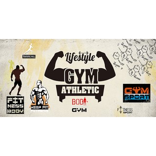 Tranh dán tường trang trí phòng Gym in chất liệu PP phủ kim sa cao cấp