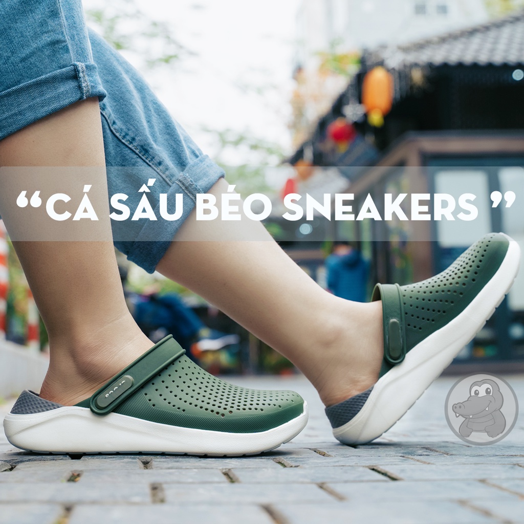 Dép Cross Literide Nam Nữ màu XANH RÊU, Hàng loại 1 full tag, full box hãng