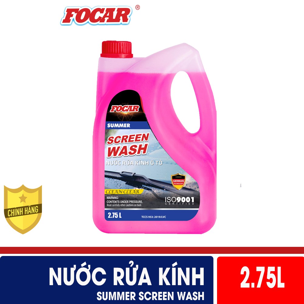 Nước rửa kính ô tô FOCAR Summer Screen Wash màu hồng can 2,75L (Số lượng 2)