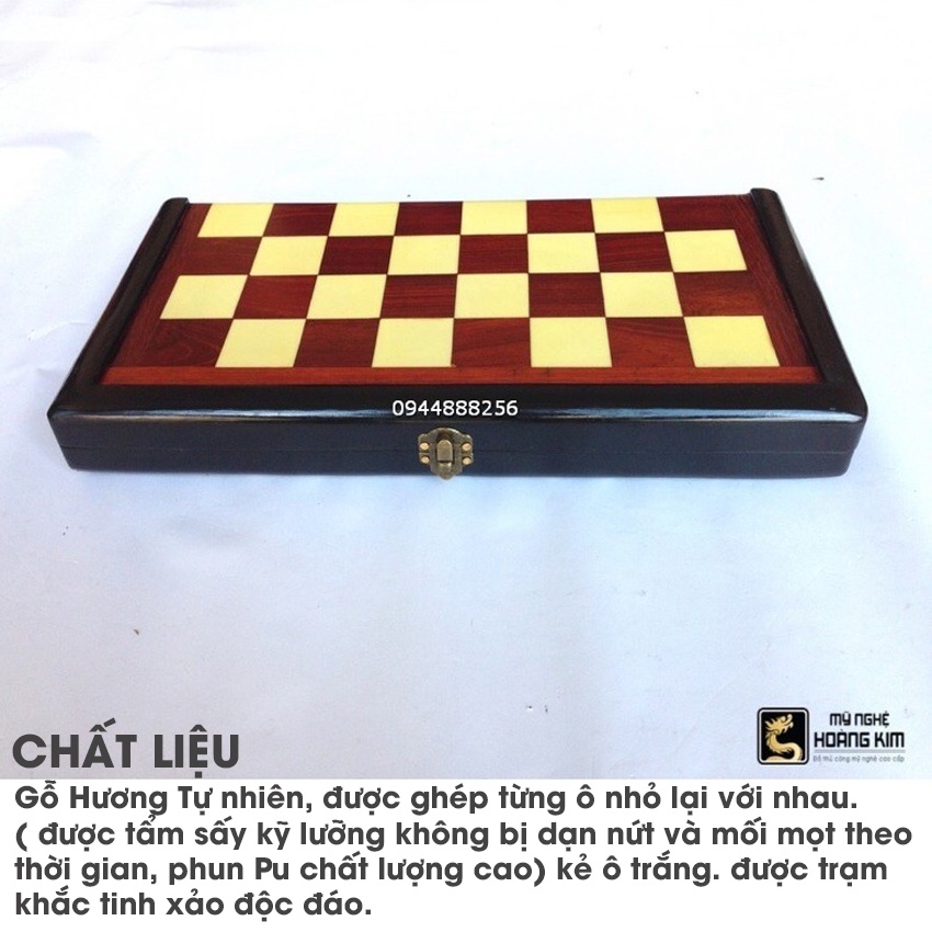 Bàn cờ vua gỗ hương 40x40cm, Mỹ Nghệ Hoàng Kim chuyên bộ cờ vua bằng gỗ đẹp cao cấp