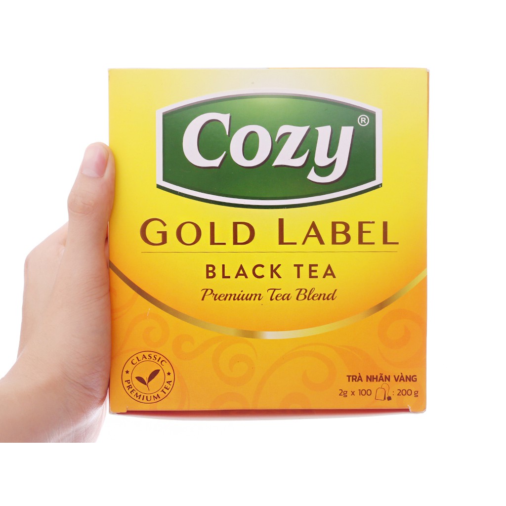 Trà đen túi lọc COZY nhãn vàng - [ĐẬM VỊ] - 200gr gồm 100 túi/ 2gr/gói  - SP010299  - Nguyên liệu pha chế trà sữa HIỆP P