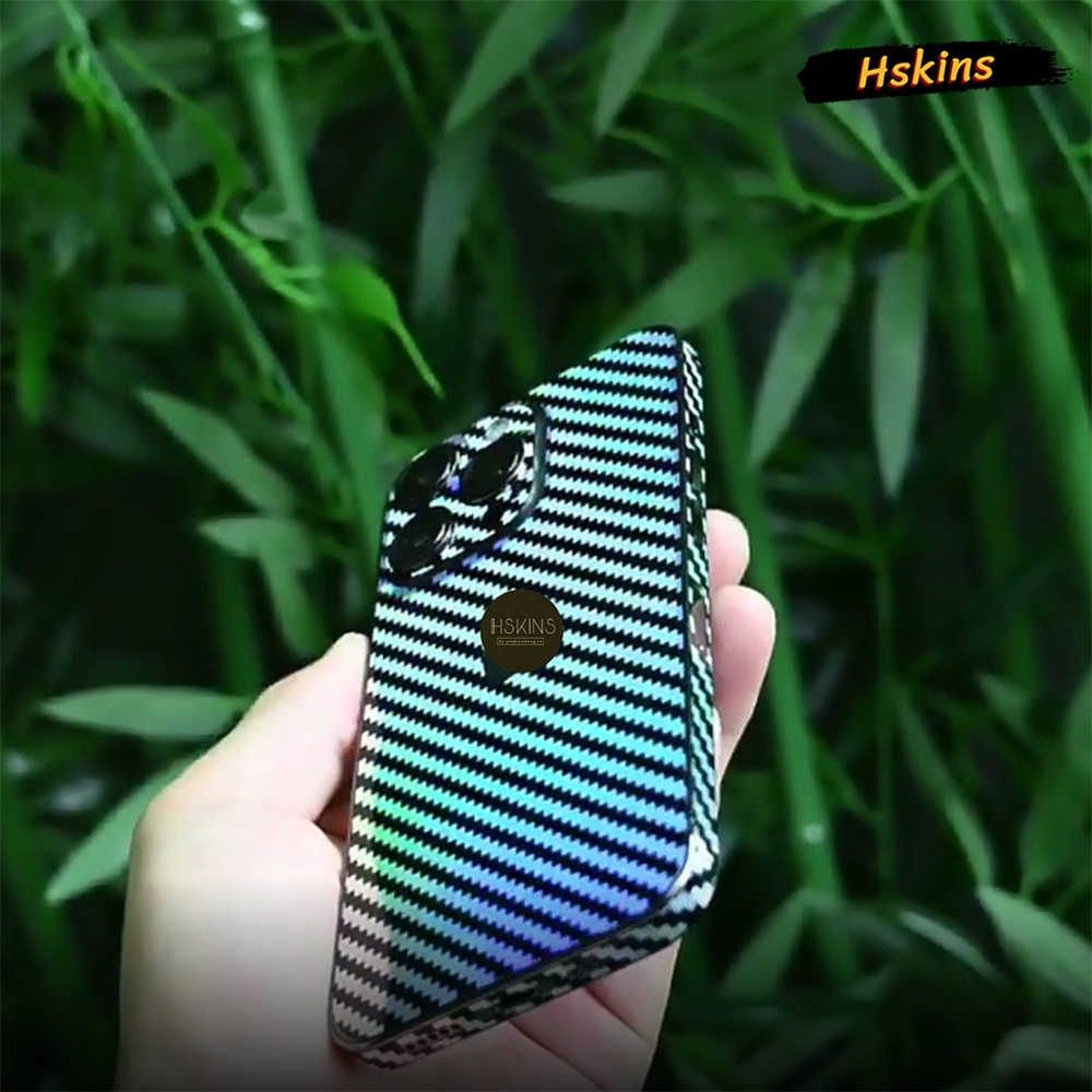 Miếng dán skin carbon 3D 7 màu iPhone 14 Pro Max / 13 Pro Max / 12 Pro Max / 11 Pro Max /  Xs max lưng full viền