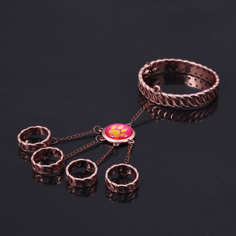 Bộ Vòng Tay / Nhẫn Hở Hình Móng Vuốt Thú Cưng / Mèo / Bọ Rùa Hoạt Hình Cho Bé Gái