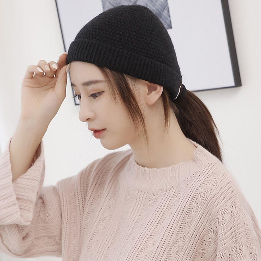 Mũ Len Trùm Đầu Màu Trơn Dễ Thương Cho Nữ