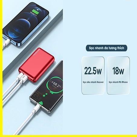 🌟CHÍNH HÃNG Pin Sạc Dự Phòng Mini Remax RPP-170 10.000mAh 22.5W - Có Đầu Ra Type-C 18W Cho Iphone - màu ngẫu nhiên