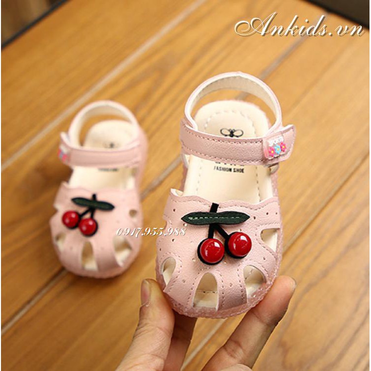 dép sandal cao cấp cho bé gái hình trái cherry Ankids 602