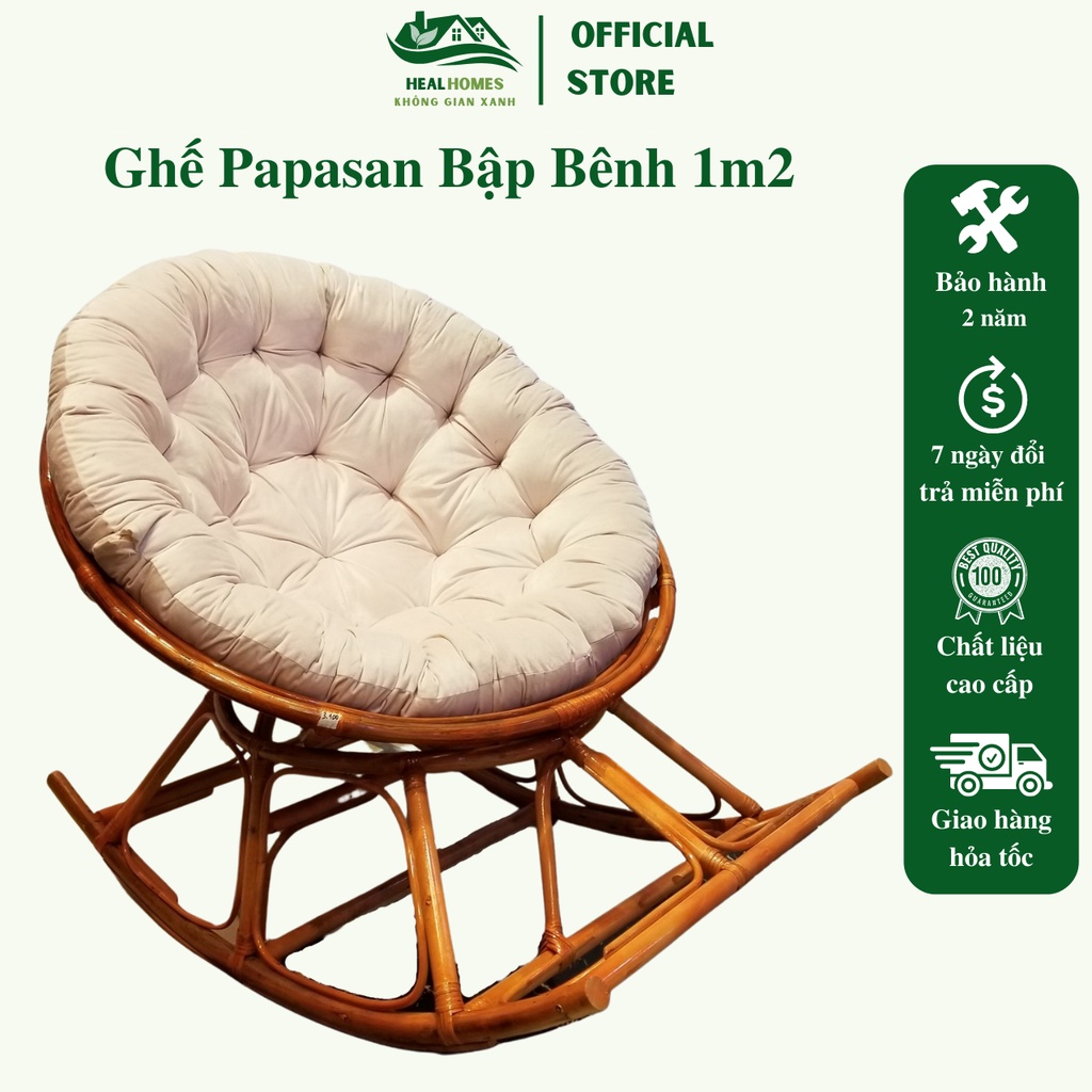 Ghế lười thư giãn bập bênh papasan mây phòng ngủ cho bé, trang trí phòng khách nghỉ ngơi đọc sách / HealHomes