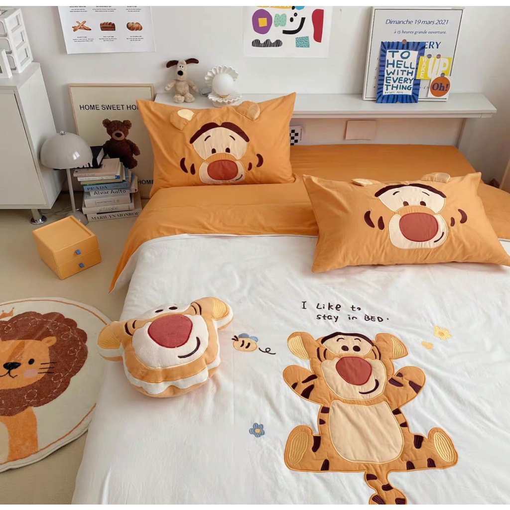 Bộ chăn ga gối mẫu HỔ CON - Cotton Line Disney thêu họa tiết ngộ nghĩnh, set 5 món sẵn hàng