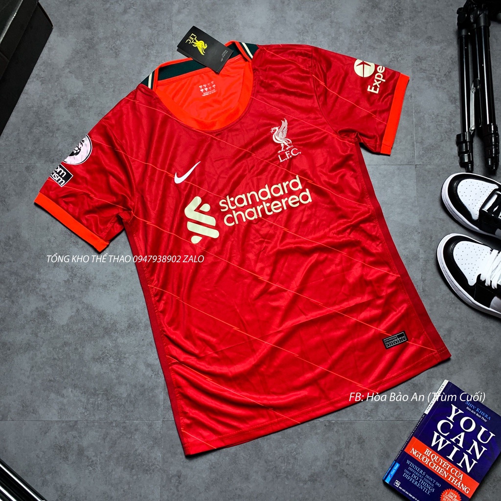 Set Bộ Quần Áo Đá Bóng CLB Liverpool Màu Đỏ 2022, Bộ quần áo liverpool sân nhà-sân khách mùa mới- Vải thái phom 43-90kg