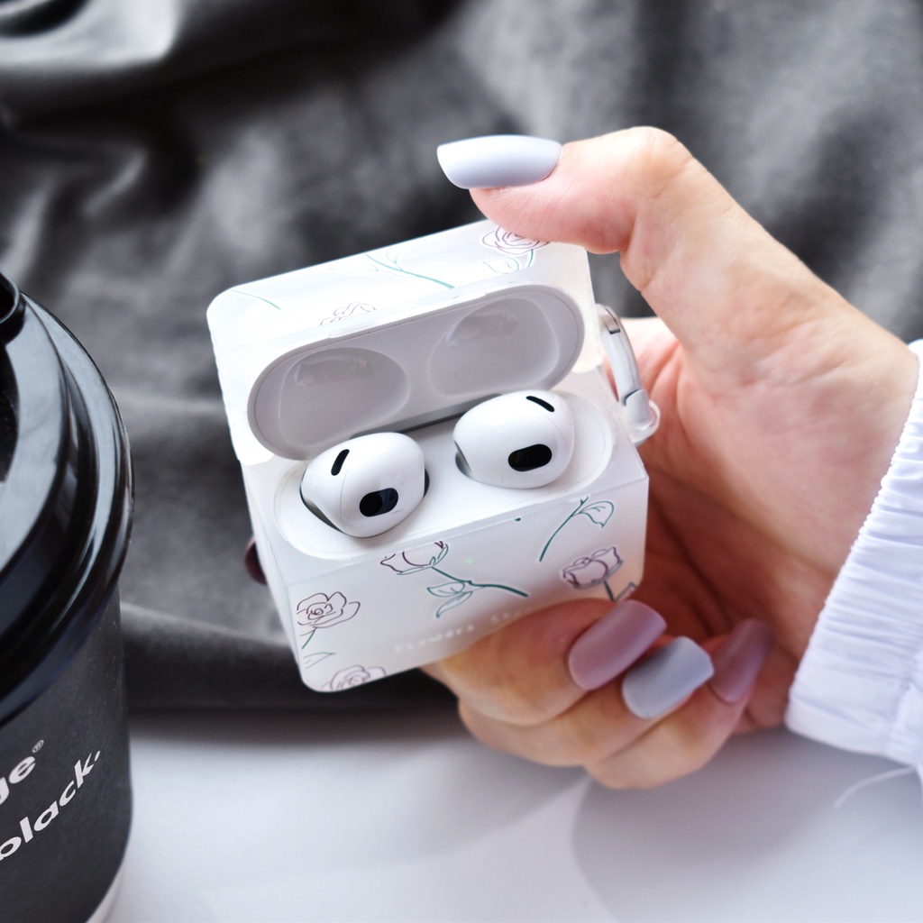 Vỏ Bảo Vệ Hộp Sạc Tai Nghe AirPods 1 2 pro 3 2021 gen3 Bluetooth Bằng Silicon Tpu Mềm Hình Vuông Họa Tiết Hoa Đơn Giản