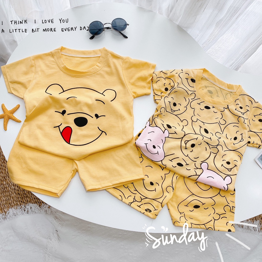 BÔ QUẦN ÁO IN HÌNH GẤU VÀNG CHO BÉ