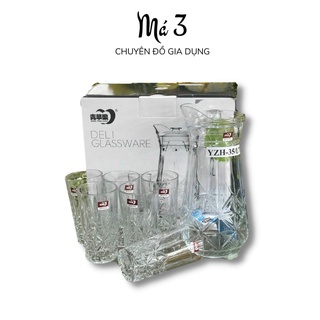Set bình ly thủy tinh - Bộ bình tách thủy tinh cao cấp chịu nhiệt Deli Glassware