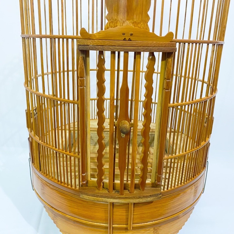 Lồng chim Hoạ Mi Trống Cửa khoá chất liệu trúc cật cao cấp kèm đủ phụ kiện