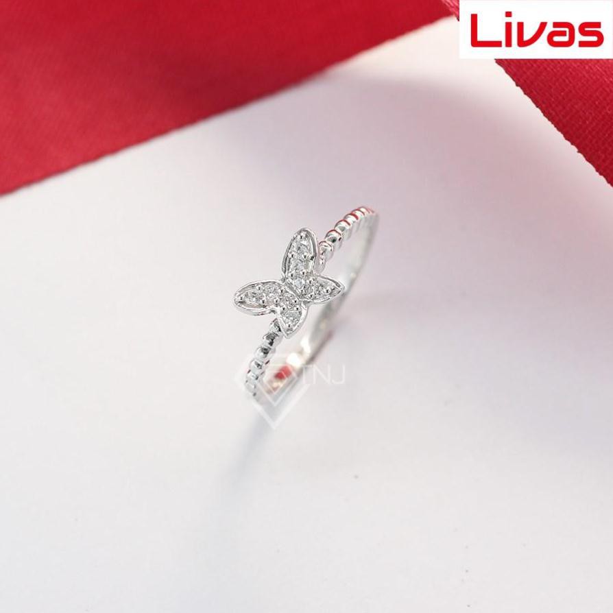 Nhẫn bạc nữ đẹp giá rẻ hình cánh bướm đính đá NN0226 - Trang Sức LIVAS